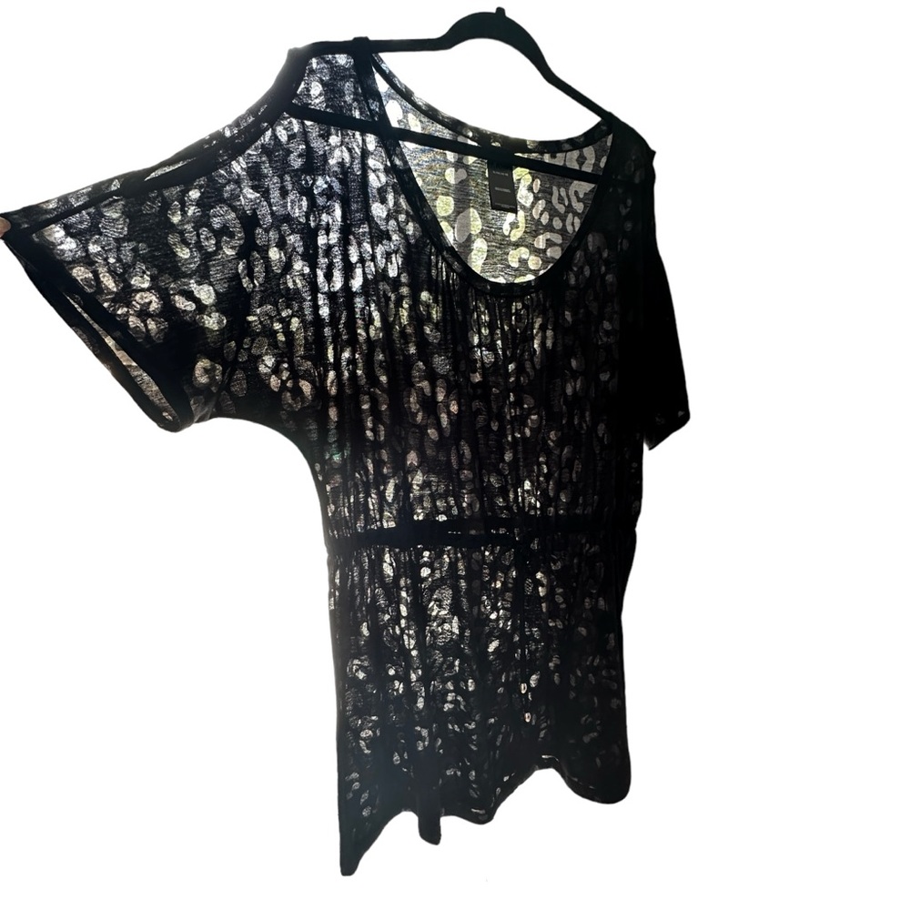 Burnout Cold Shoulder Mini Swimsuit Coverup Elastic Waist By Catalina Size 16-18